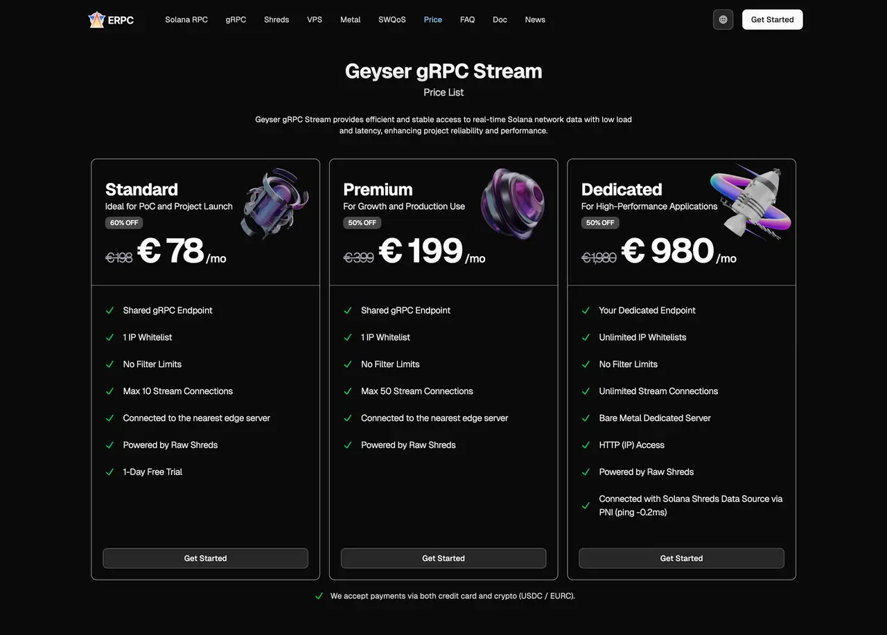 Geyser gRPC Pricing