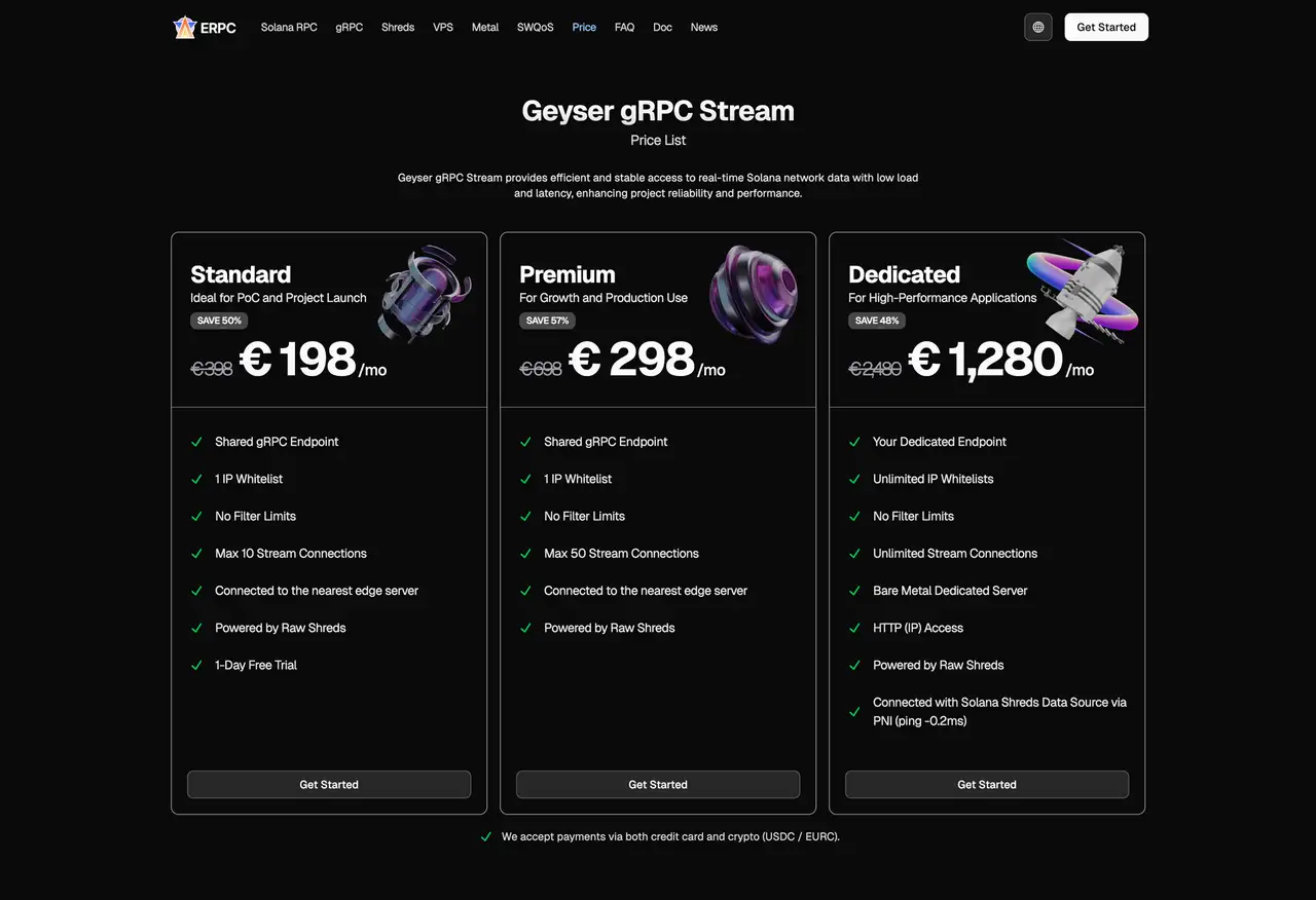 Geyser gRPC Stream Pricing