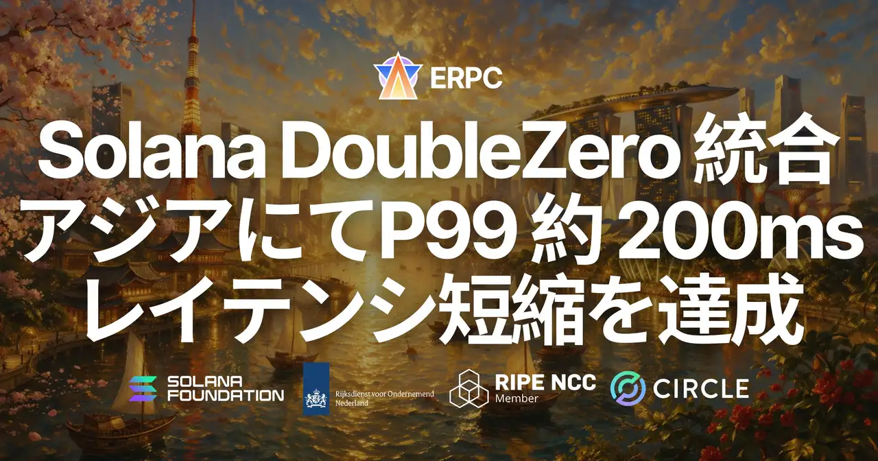 ERPC、Solana RPC および Geyser gRPC の性能を改善 — DoubleZero 専用ファイバーネットワークの活用により、アジアリージョンで P99 約 200ms のレイテンシ短縮を達成