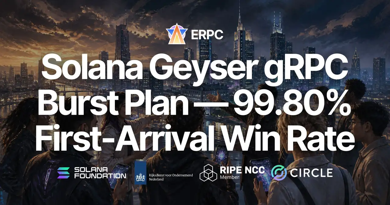ERPC Releases Solana Geyser gRPC Burst Plan — Raising the Speed Ceiling Again with a Newly Optimized Frankfurt Endpoint Recording 99.80% First-Arrival Win Rate Against Existing Frankfurt gRPC
