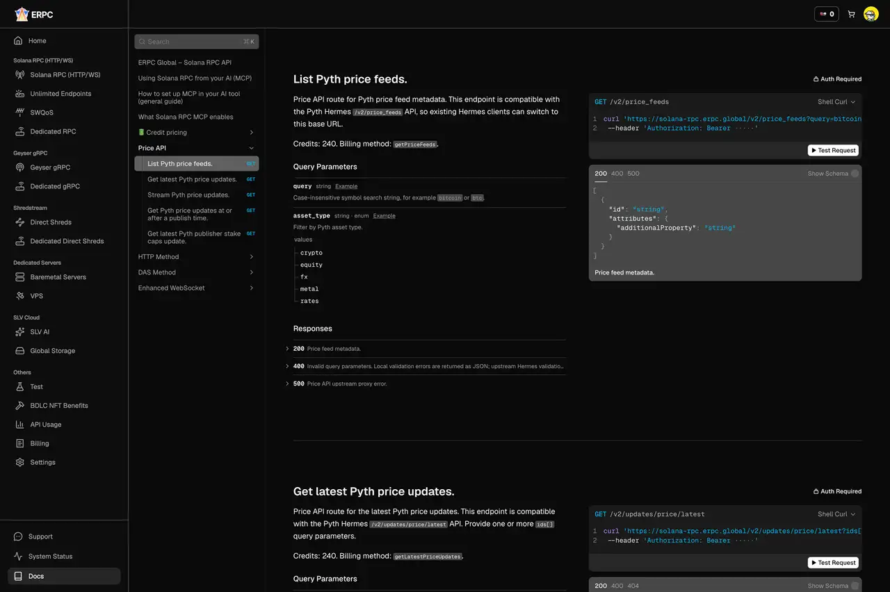 ERPC Pyth-compatible Price API