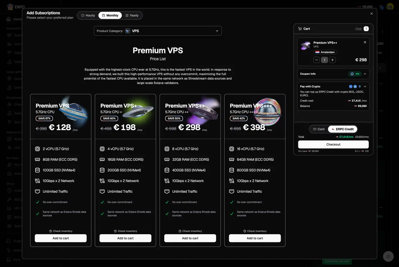 ERPC monthly और annual plans के लिए Crypto Pay screen
