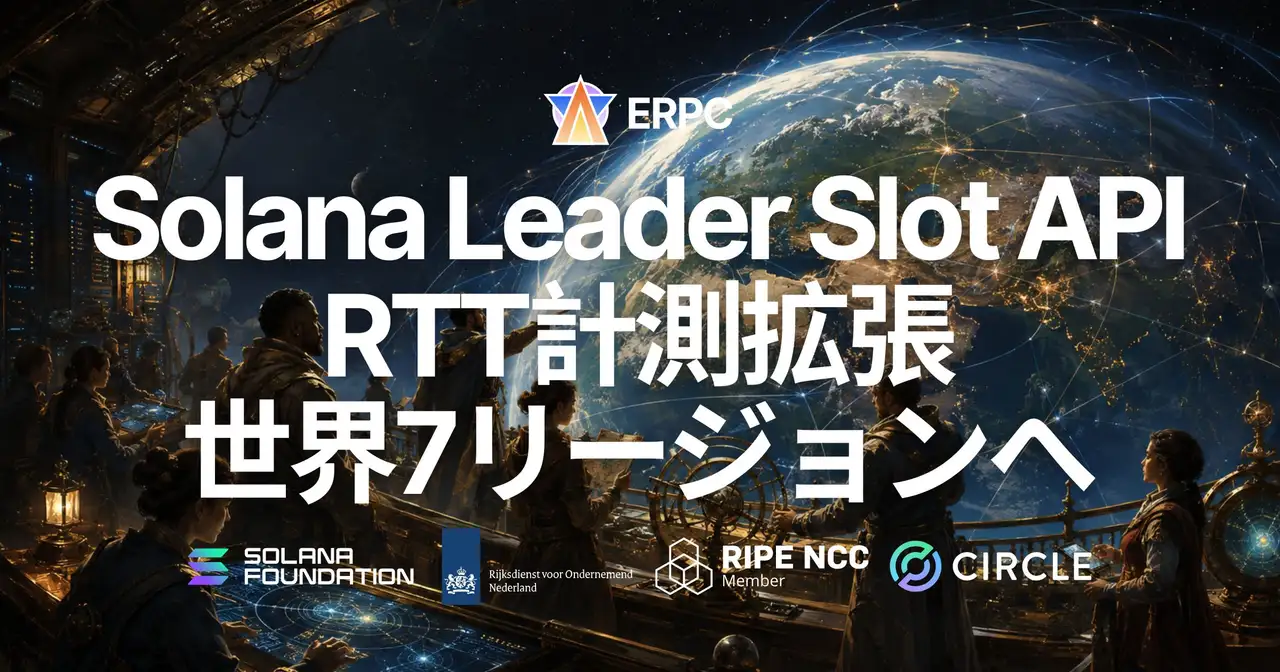 ERPC、Solana Leader Slot APIを世界7リージョンのping計測に拡張—Validators Information APIも公開