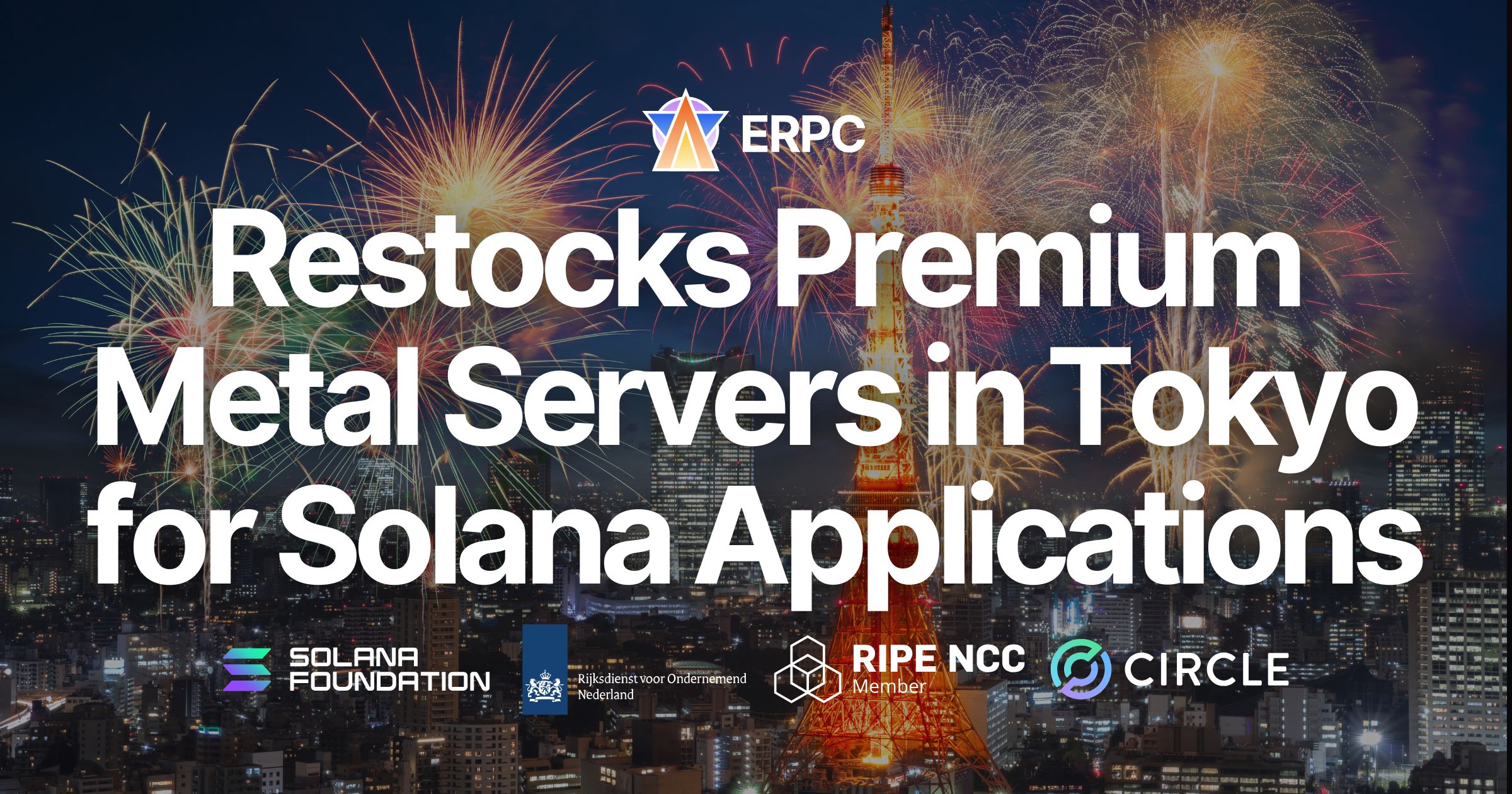 ERPC herbevoorraadt Premium Bare-Metal Servers in de regio Tokyo voor Solana-applicaties. Sterke vraag houdt aan in Azië's kern lage-latentie knooppunt