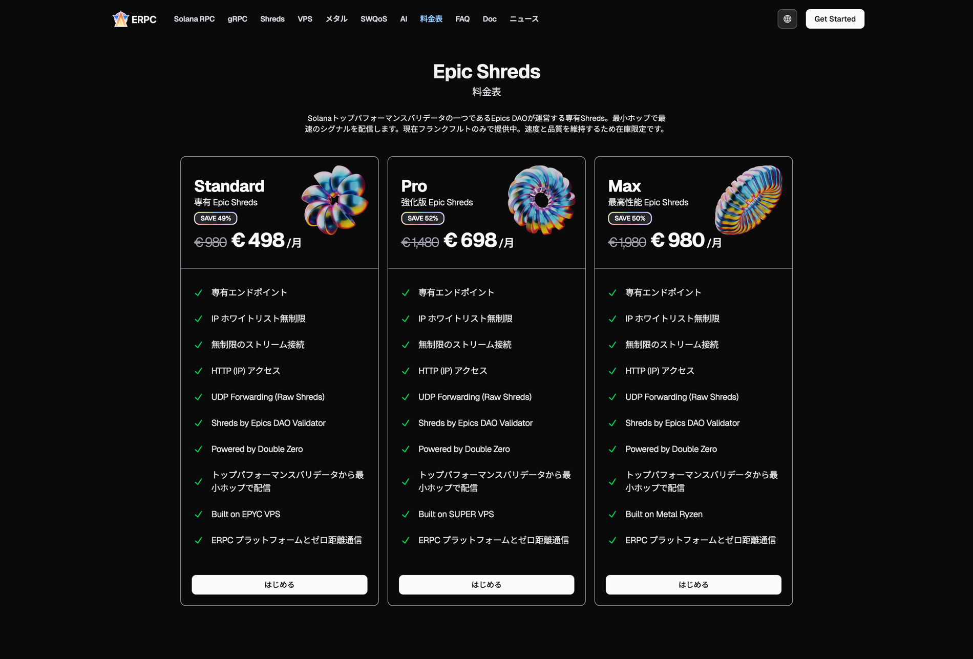 Epic Shreds 料金表