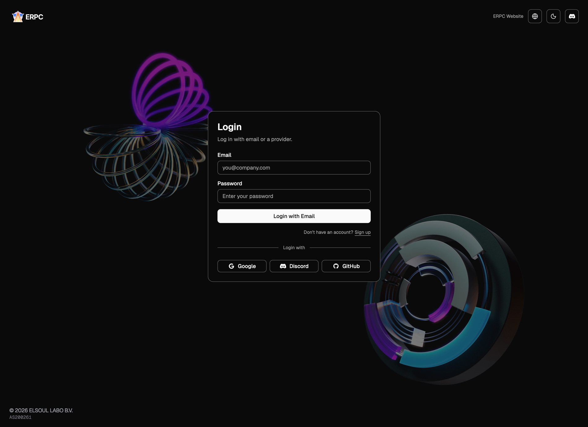ERPC Web UI Dashboard Login
