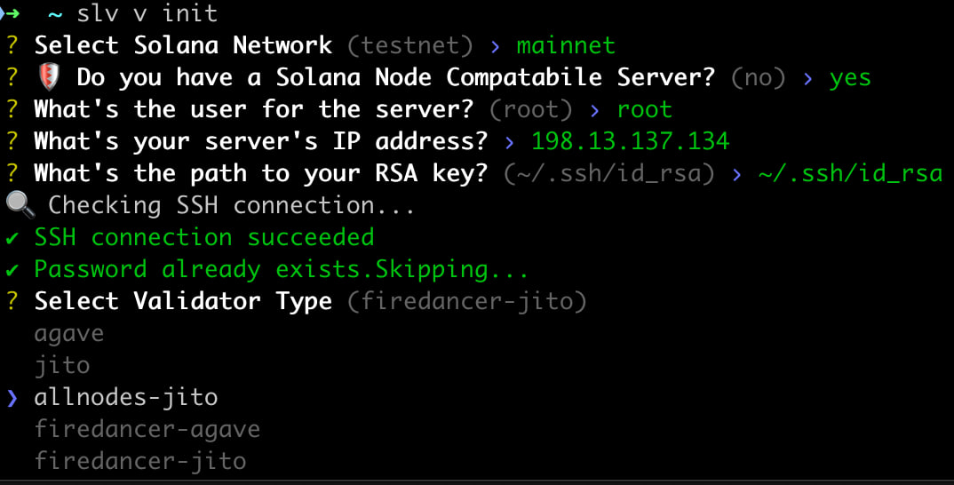 SLV — validator type selection now supporting allnodes-jito
